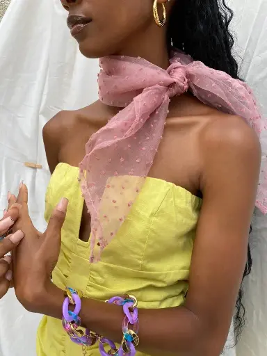 Foulard carré rose bagatelle
